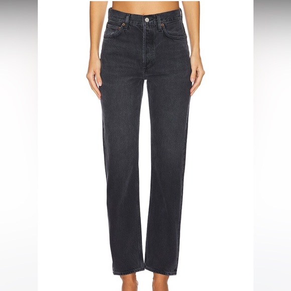 Agolde Women's Straight Leg 90s Jeans in Black 26 button fly - Picture 1 of 11